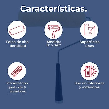 Rodillo de uso profesional para superficies lisas BYP 3/8 pulg