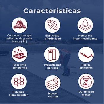 Imper Prefabricado SBS Novaroll 4.00 mm Fibra Poliéster Bl