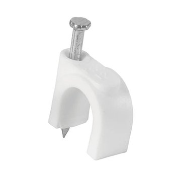 Grapa Curva Cable Coaxial Volteck 20 pz Blanca