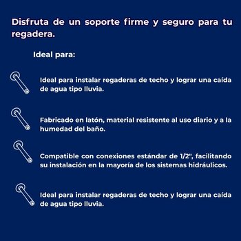 Brazo Chapetón Regadera Helvex Redondo Techo TR-037