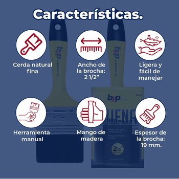 Brocha Byp de cerda natural La Buena 2½” pulgadas
