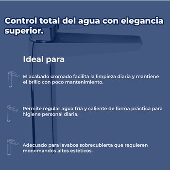 Llave Monomando Para Lavabo Alto Sin Contra Spiga cromo Helvex