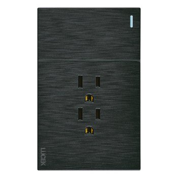 Placa 1 Apagador Sencillo 2 Contactos Lucek Flat Negro
