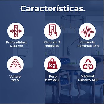 Placa 2 Apagadores Sencillos 1 Contacto Lucek Blanco BA19B