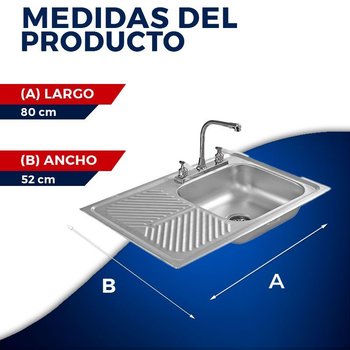 Fregadero M101 marca Eb Técnica 80 x 52 cm Acero Inoxidable