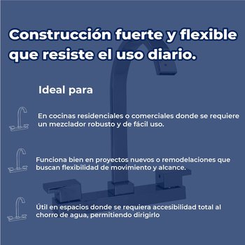 Llave Mezcladora al Piso Para Fregadero 8" Con Cubierta Rugo 8MF