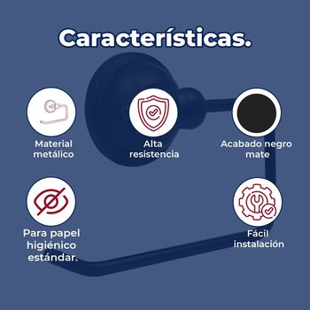 Porta Papel de Rollo Higiénico Acabado Negro Rugo PR80N