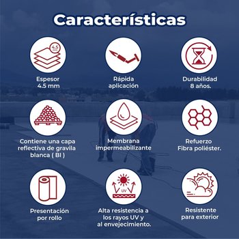 Imper prefabricado APP Sikashield 4.5mm F PL gravilla blanca