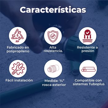 Conector Tuboplus Rotoplas Rosca Exterior ¾ x ¾ pulgada