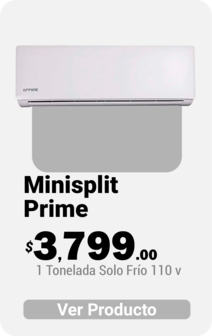 Aire Acondicionado Minisplit 1 Tonelada Prime Solo Frio 110V