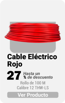 Cable Eléctrico Rojo Rollo de 100 M Calibre 12 THW-LS