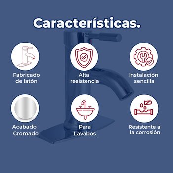 Llave Mezcladora Monomando Con Cubierta Para Lavabo 4" Rugo 23MM