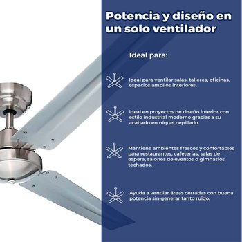 Ventilador De Techo Industrial Hunter Níquel Cepillado 56"