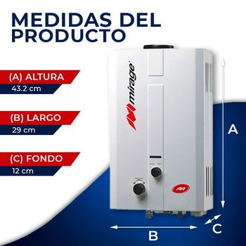 Paq Calentador Paso Mirage 06 Lts Gas Nat y Kit de Instalación