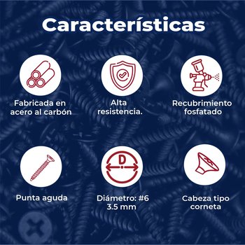 Tornillo Estándar 6 mm x 1 5/8 pulg (Precio por kilo)