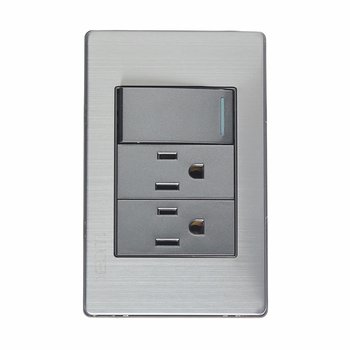 Placa 1 Apagador Sencillo 2 Contactos Lucek BP20MA