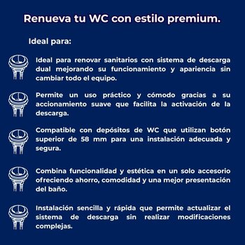 Botón Premium Cromado de Descarga Dual Para WC 58mm Fluidmaster