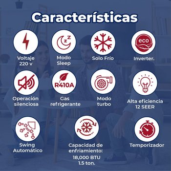 Aire Acondicionado Minisplit 1.5 Ton Solo Frio 220V Prime