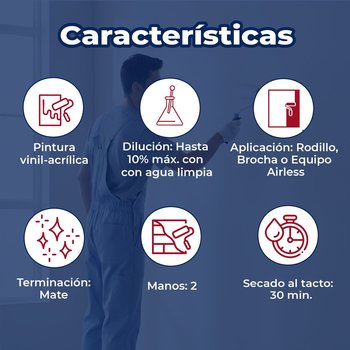 Pintura Vinil Acrílica Mate Classic Blanco 19 L