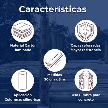 Tubo para Cimbra de Cartón 20 cm x 3 m