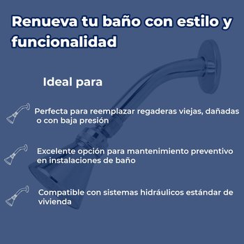 Regadera de 2 3/4” con Brazo y Chapetón Rugo Roma Acabado Cromo