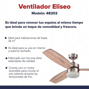Ventilador De Techo Eliseo Coolfan Luz Led Control Cadena