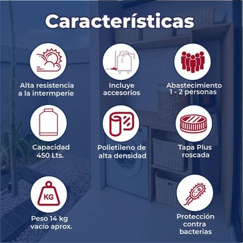 Tinaco Rotoplas Plus Beige 450 L C/Herrajes S/Filtro 98X87