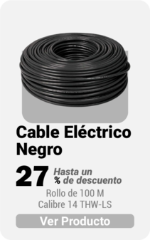 Cable Eléctrico Negro Rollo de 100 M Calibre 14 THW-LS