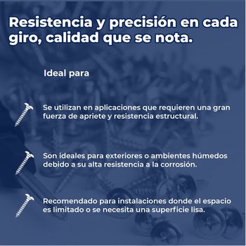 Tornillo Estándar 8 mm x 1 pulg Cabeza Extra Plana