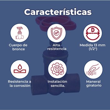 Válvula de Compuerta Roscable de laton Urrea 13 mm