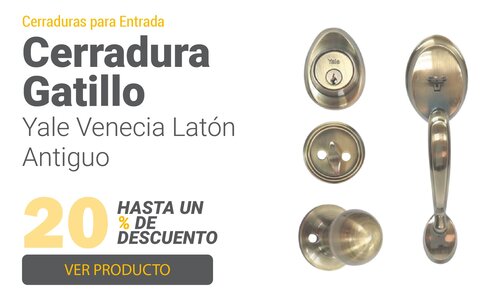Cerradura Entrada Gatillo Yale Venecia Latón Antiguo