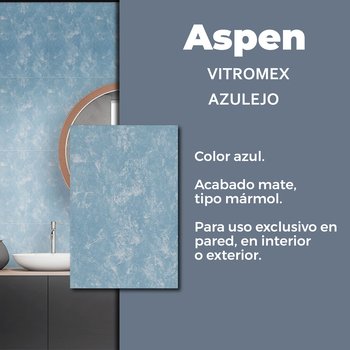 Azulejo Aspen Azul Vitromex 20 x 30 cm