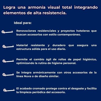 Portapapel Nuva Acabado Cromo para Baño