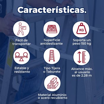 Escalera Tijera Aluminio 2 Peldaños 150 KG