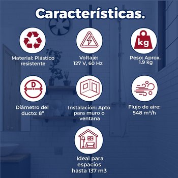 Extractor Industrial Estevez 8 pulg Blanco
