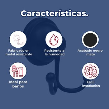 Gancho Doble Acabado Negro Rugo GA80N