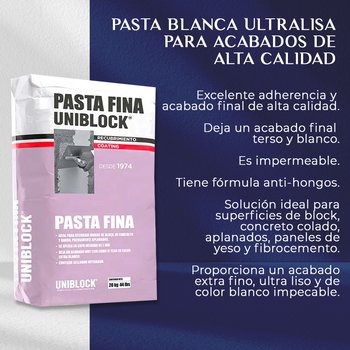 Recubrimiento blanco pasta fina uniblock 20 kg