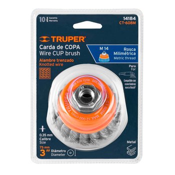 Carda Copa Alambre Trenzado Fino 3 pulg Truper M14