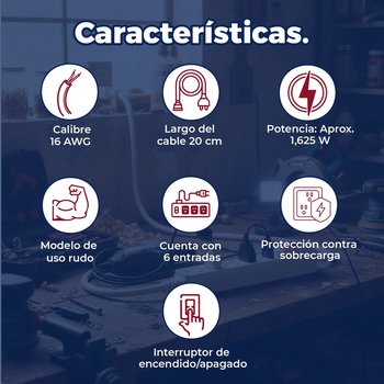 Multicontacto Extensión Barra 6 Entradas Volteck