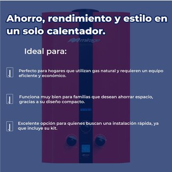 Calentador Paso 10 L Rojo Gas Natural Incluye Kit de Instalación