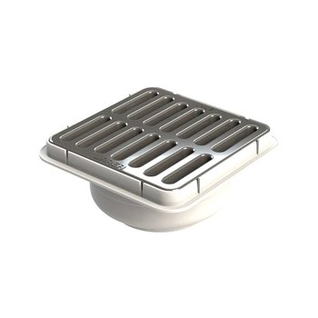Coladera Universal PVC 4 Cuadrada Rejilla Cromada 100 mm