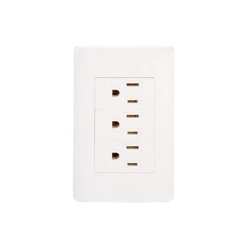 Placa 3 Contactos Polarizados Lucek Blanco modelo BA08B