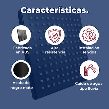 Regadera Sin Brazo Cuadrada Rugo 7 1/2X7 1/2" Acabado Negro