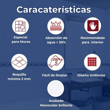 Azulejo Monocolor Helsinki Blanco Vitromex 20X30 1.82 M2