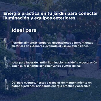 Estaca jardín PowerZone 3 tomas cable 13.54 x 1.82 m