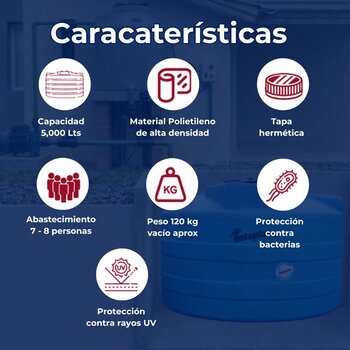 Cisterna Rotoplas Equipada 5000 Litros para Almacenar Agua