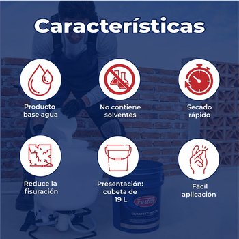 Fester Curafest Blanco 19 litros Membrana Curado Base Agua