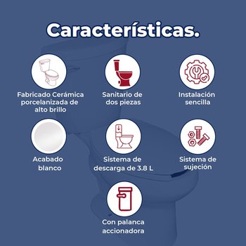 Sanitario Alargado Blanco Austral de Palanca Helvex 3.8 L