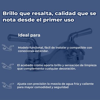 Llave Mezcladora para Lavabo 4” cierre de 90° Rugo Maneral Pekín