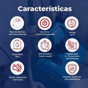 Hidroneumático Jet 1HP tanque horiz 100L 127V